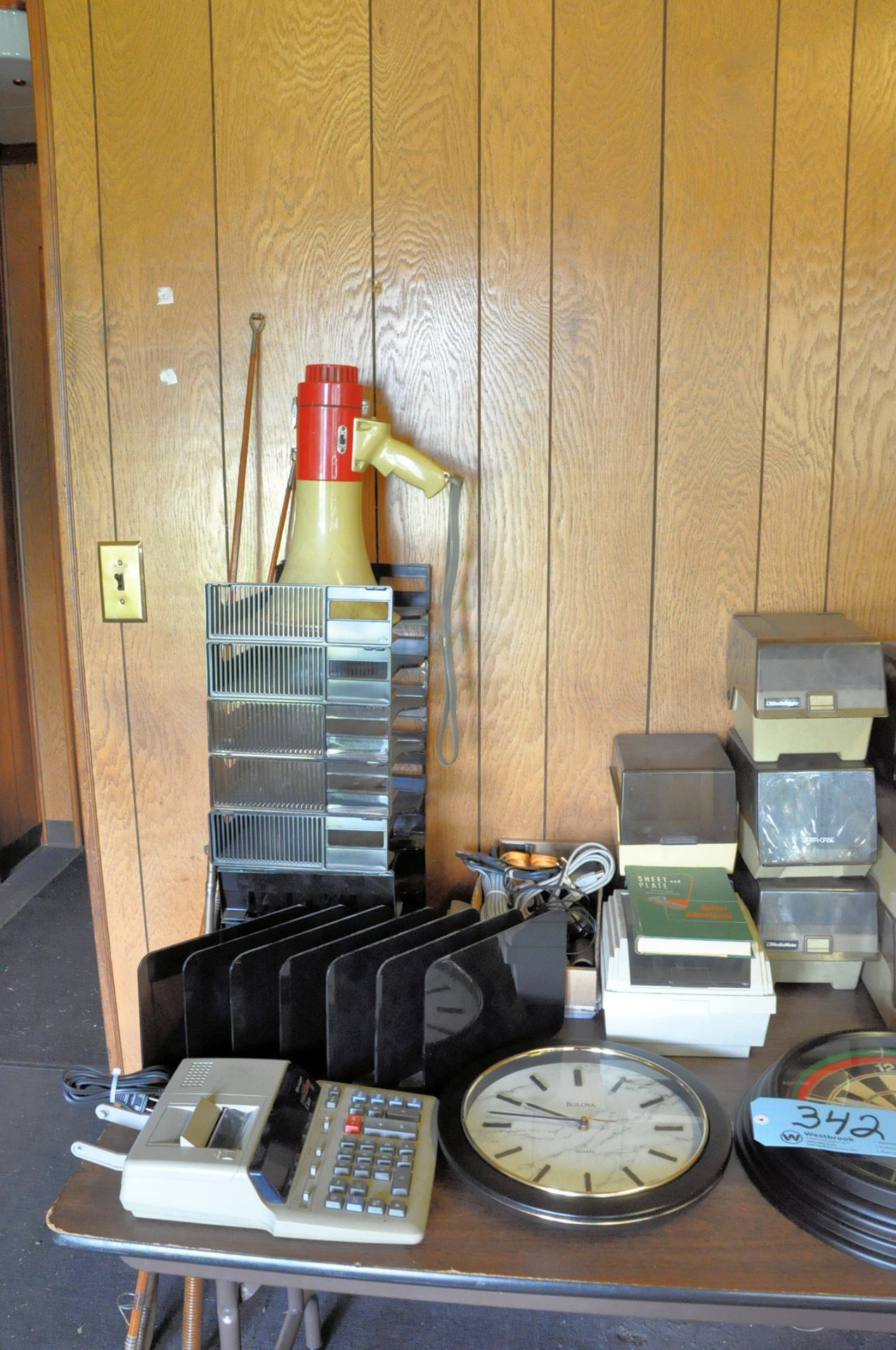 Lot-Various Office Supplies, Phones, Fishing Poles, and Globe,(Table Not Included) - Image 2 of 4