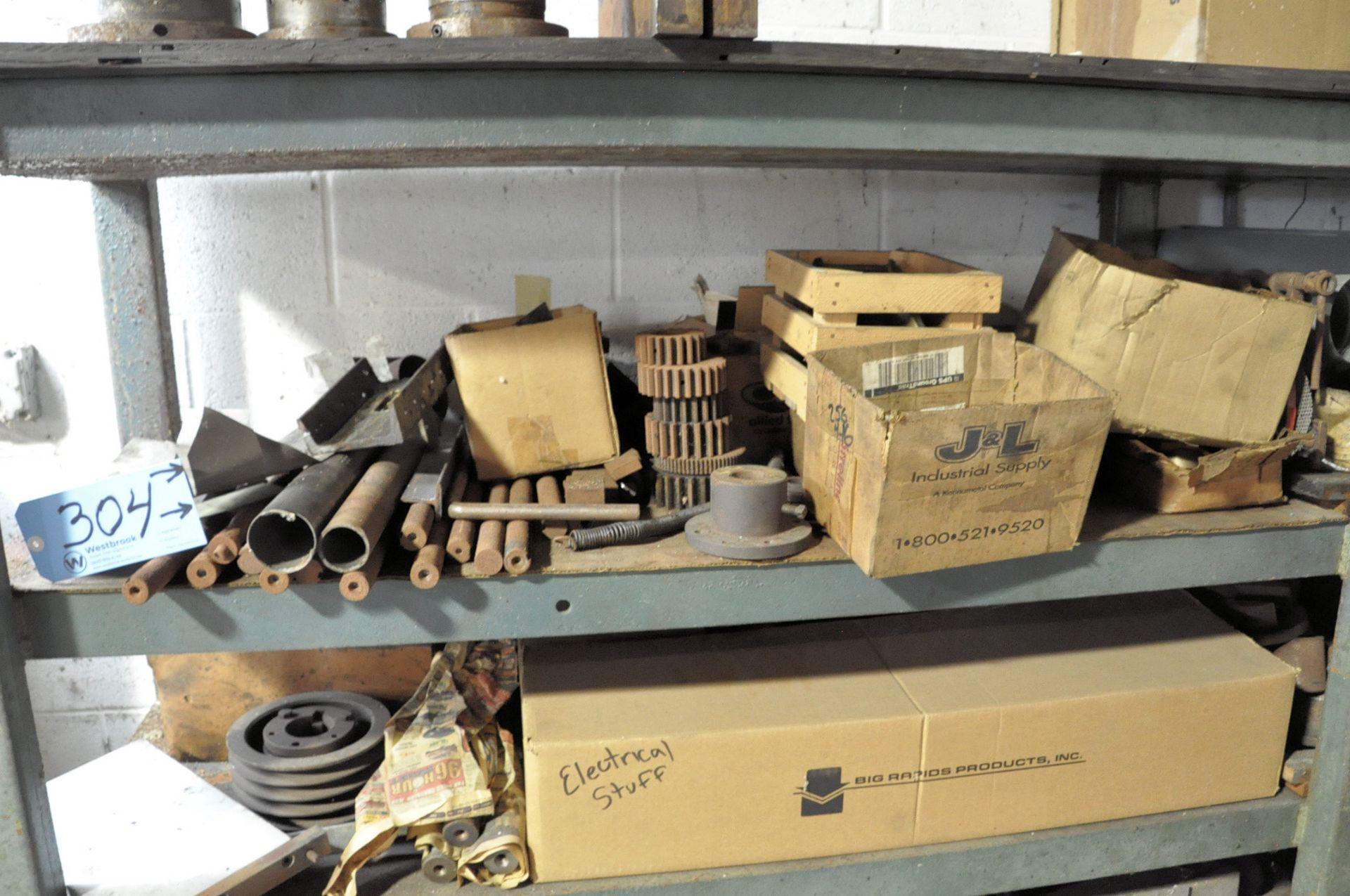 Lot-Arbors, Buss Plug, Safety Switch Box, Misc. Maintenance etc. with Shelving - Image 4 of 6