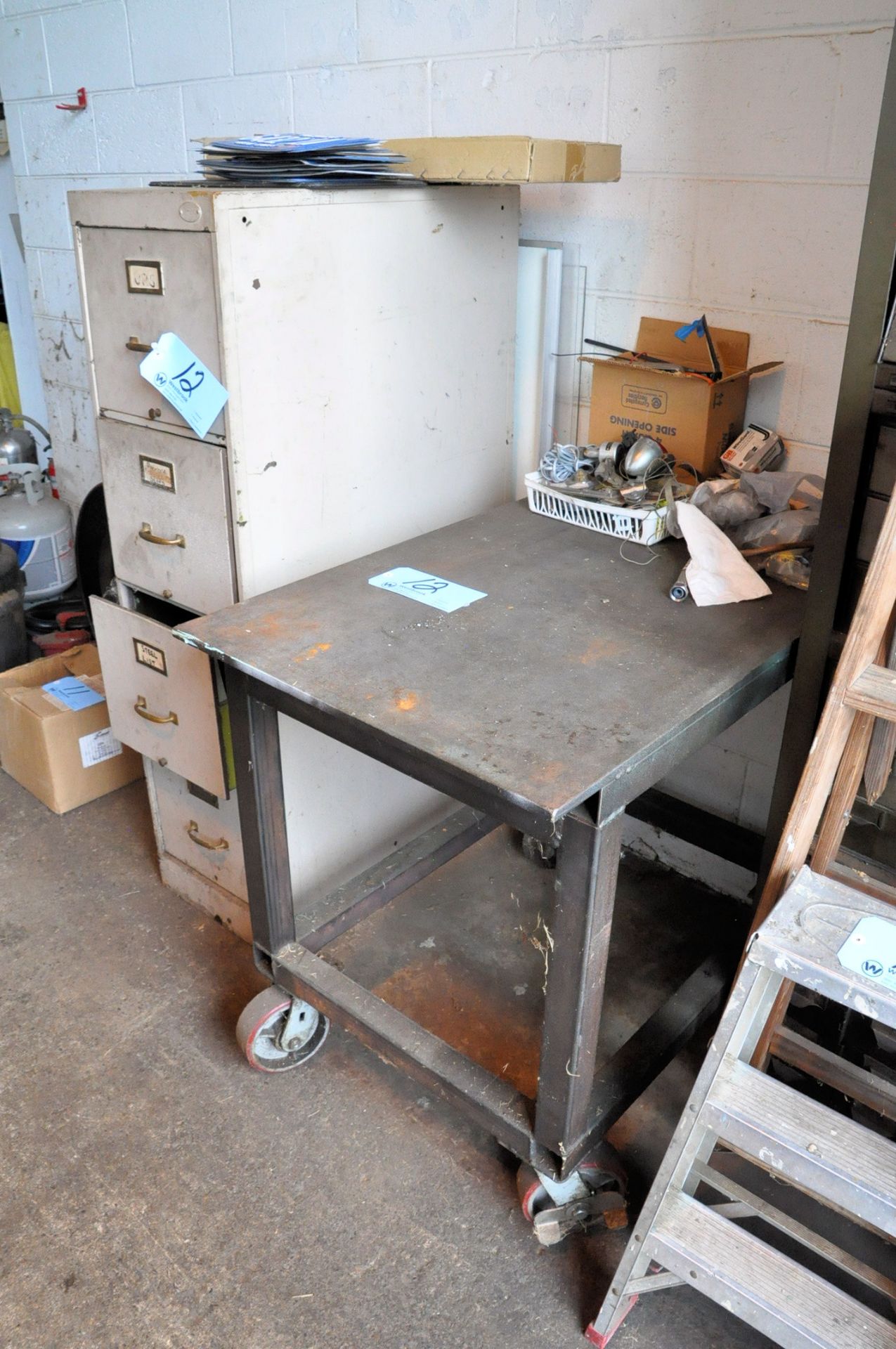 Lot-File Cabinet, Portable Steel Table and Misc.