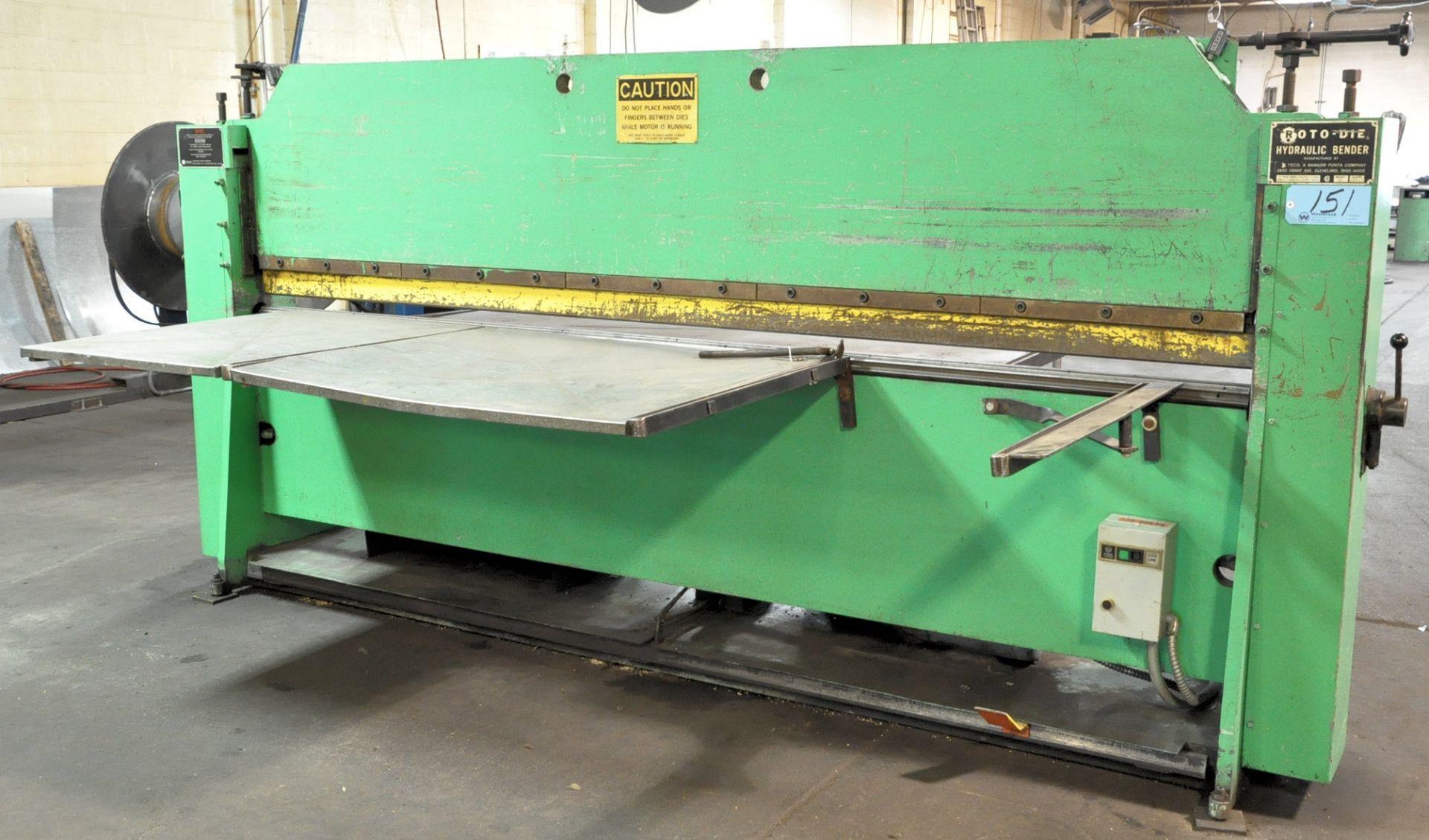 Roto-Die Model 10, 10' x 16-ga. Capacity Mild Steel Hydraulic Bending Brake - Image 2 of 4