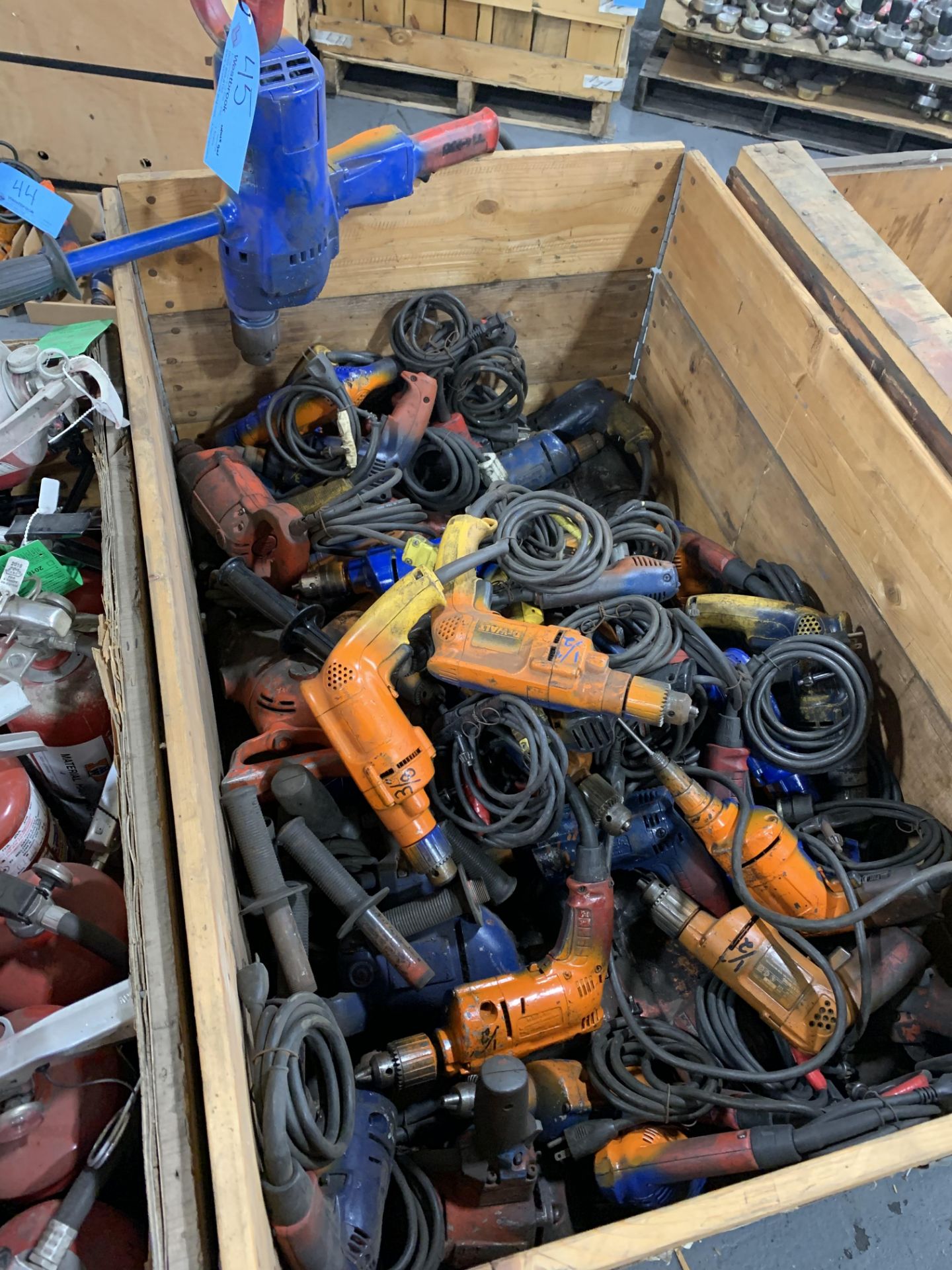 Lot of Various Size Electric Drills, 110 Volt