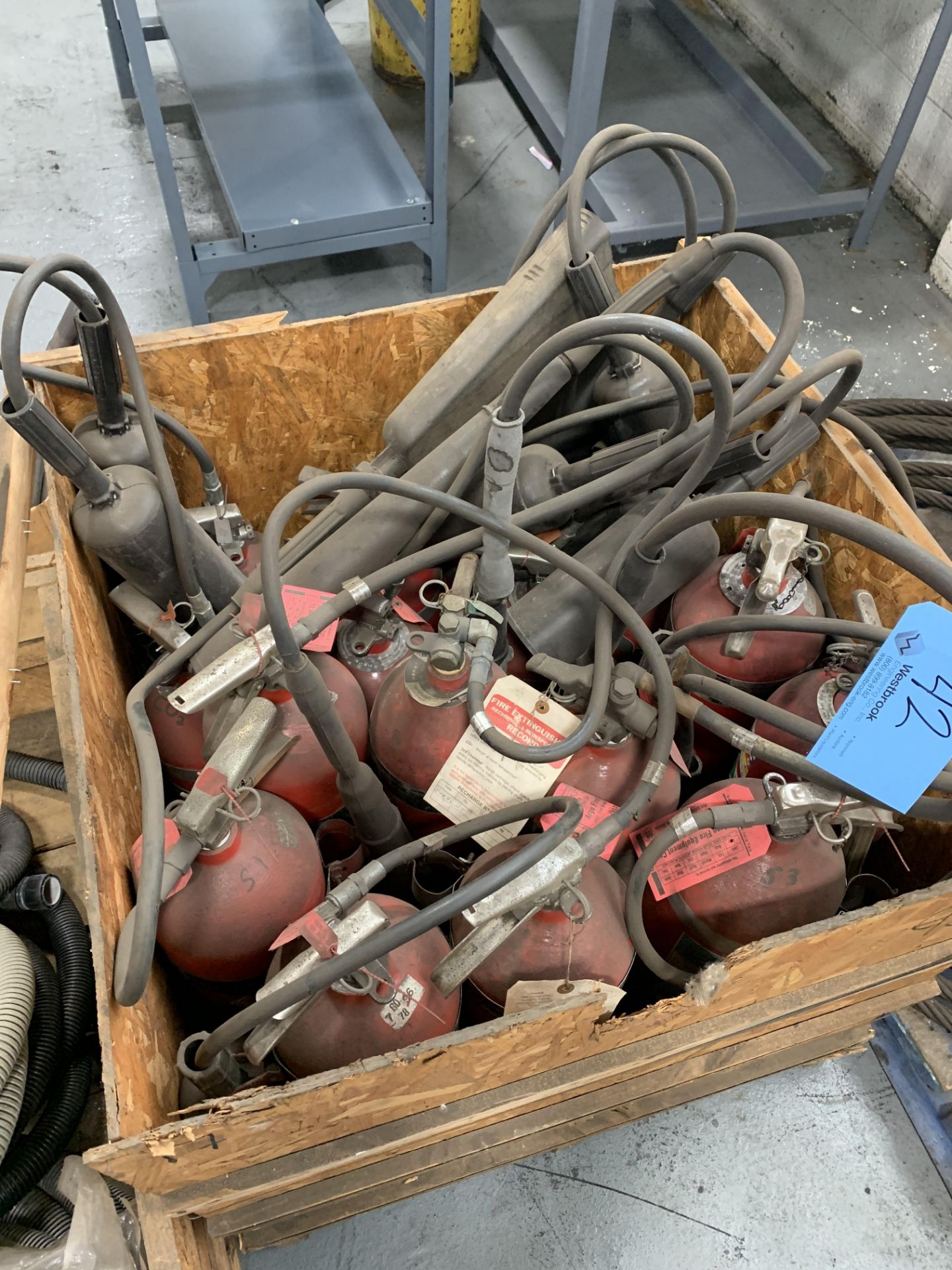 Lot of Various Size Fire Extinguers