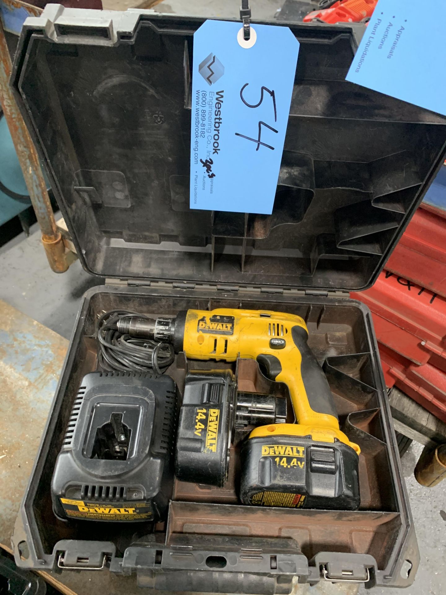 Lot of (3) Dewalt 14.4 Volt Drills Battery Powered (includes 2 batteries & charger in cases)