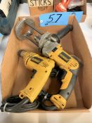 Lot-(1) DeWalt 3/8" Electric Drill and (1) DeWalt 1/2" Electric Drill with Guide Fixture in (1) Box