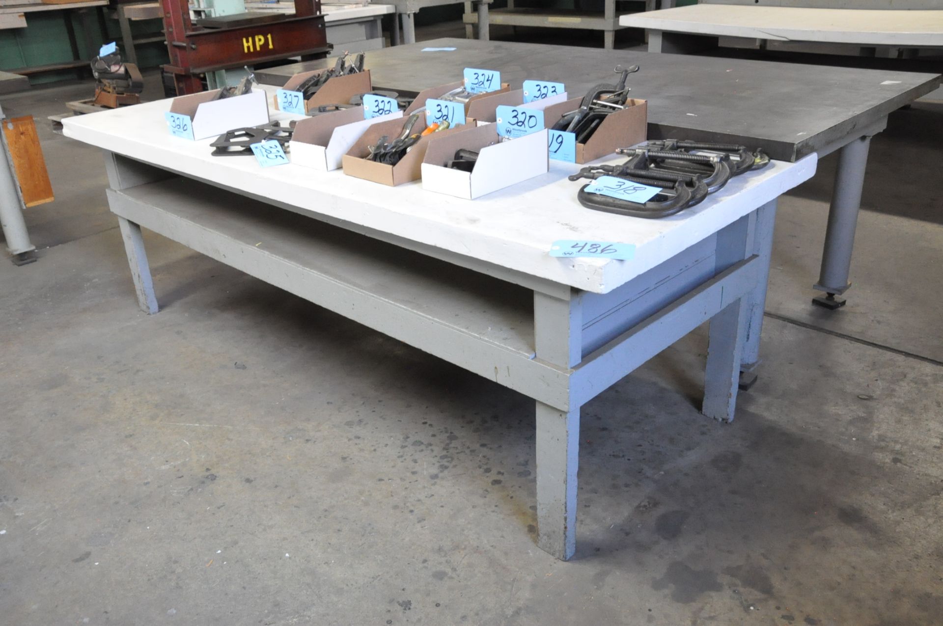 Lot of 3: (2) 43 1/2" x 97 1/2", and (1) 39 1/2" x 97 1/2" Heavy Duty Wood Layout Tables - Image 2 of 3