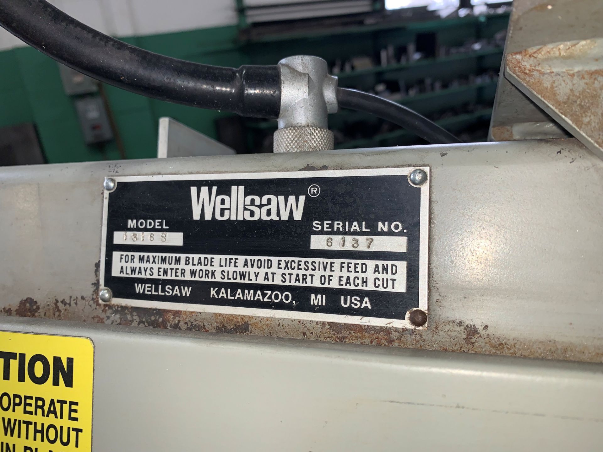 Wellsaw Model 1316 S, 13" x 16" Horizontal Mitering Head Metal Cutting Band Saw - Image 4 of 4