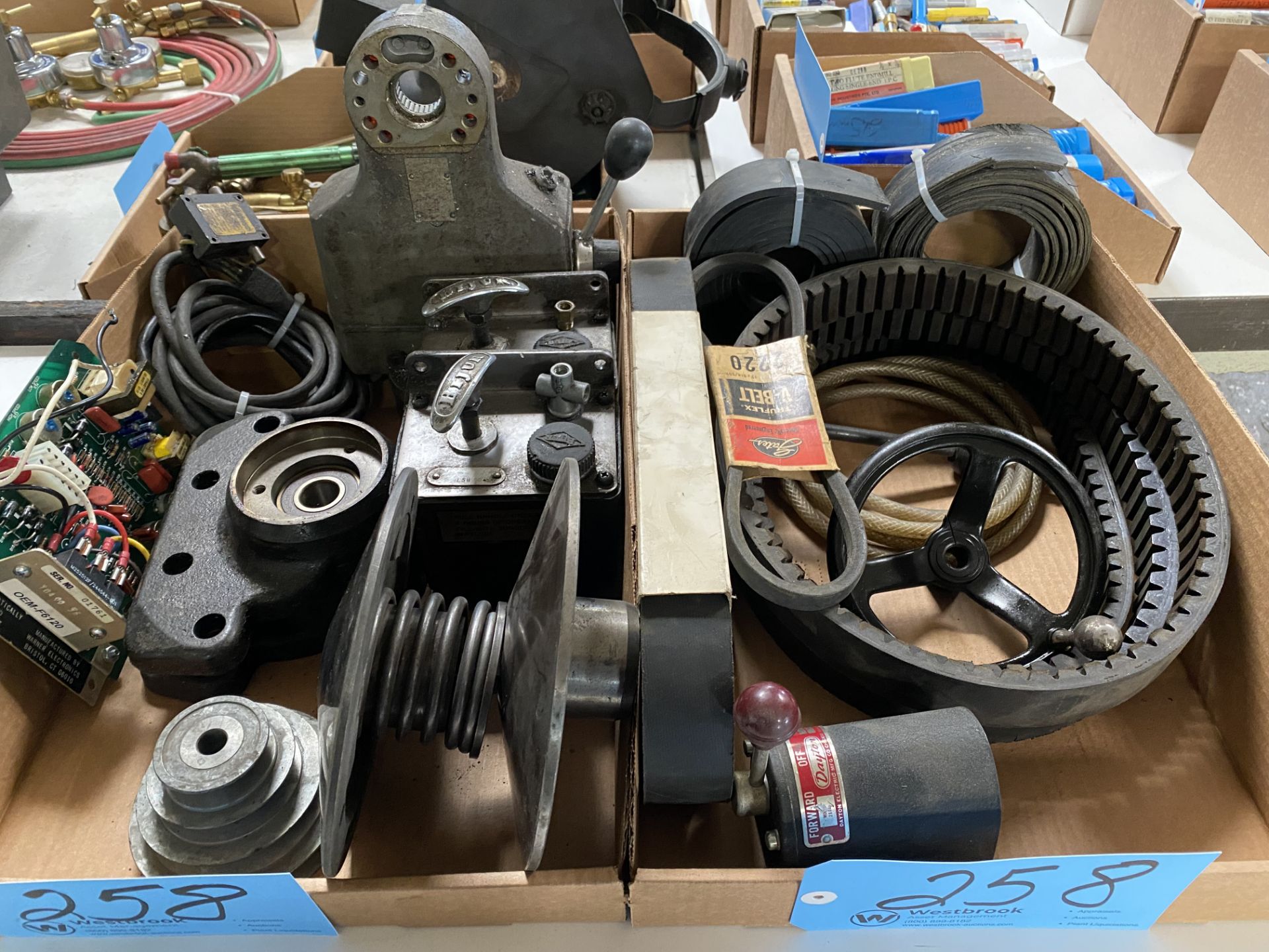 Lot-Bridgeport Parts in (3) Boxes and Power Table Feed