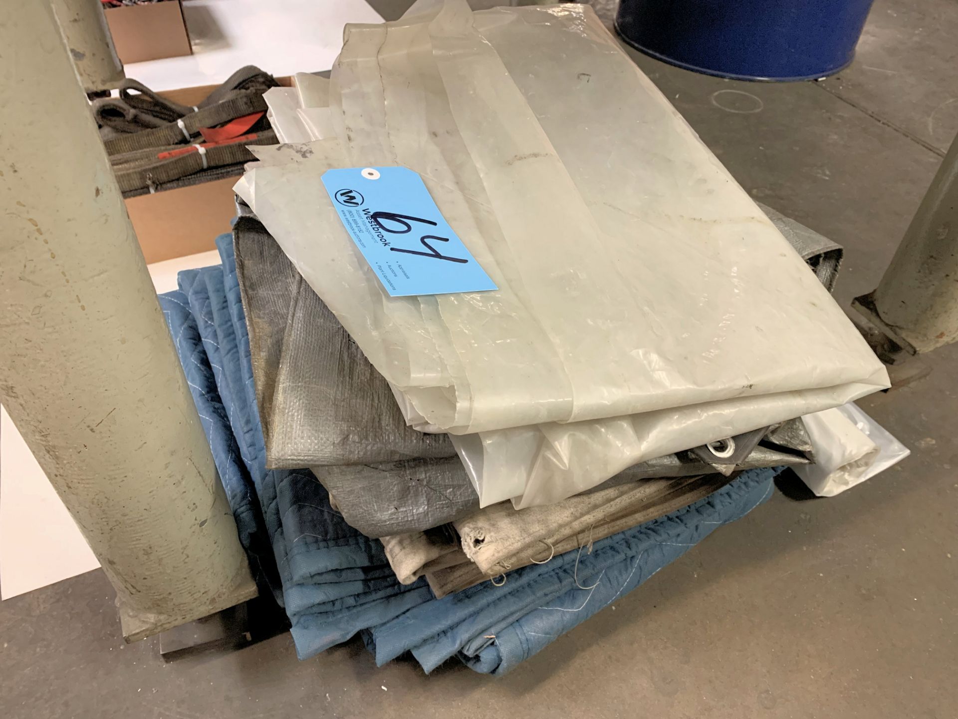Lot-Moving Blankets, Tarp. Drop Cloth, and Plastic Sheeting Under (1) Table