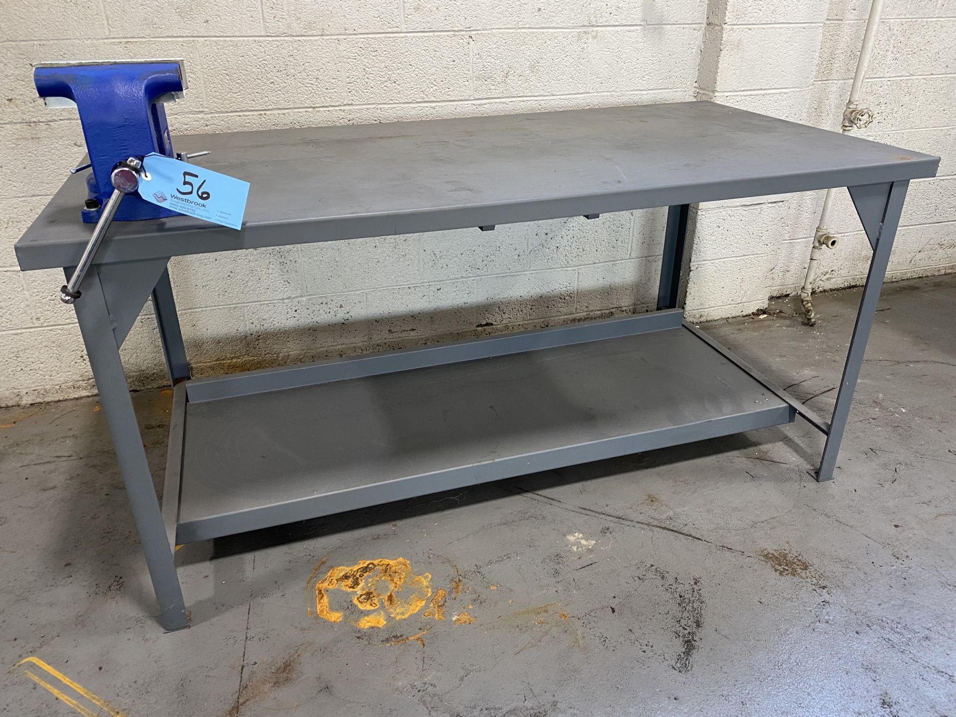 72" x 36" x 1 3/4" Steel Top Table with Gibralter Swivel Vise