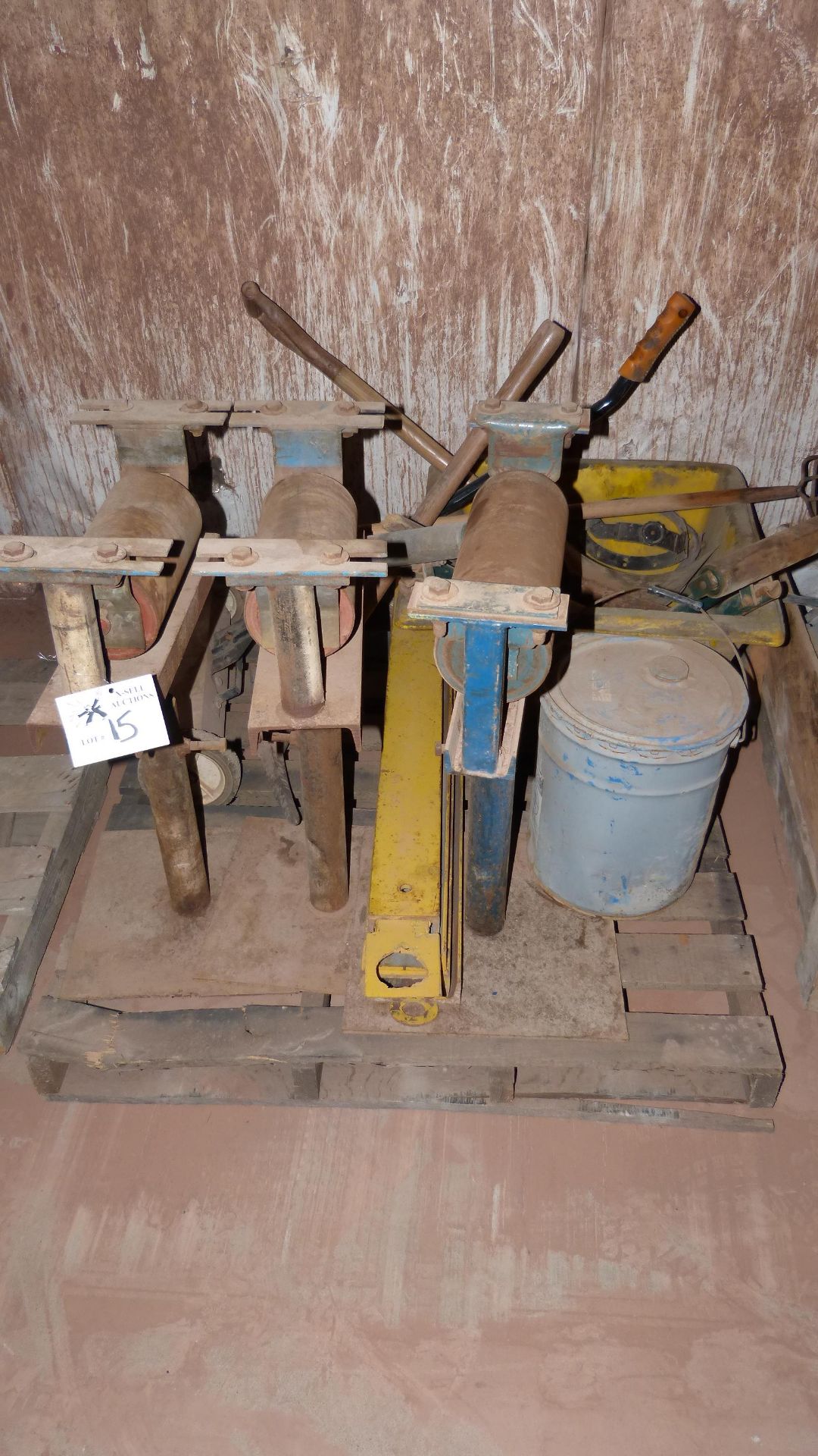 (1) LOT MISC. METAL ROLLER STANDS, SHOP TOOLS