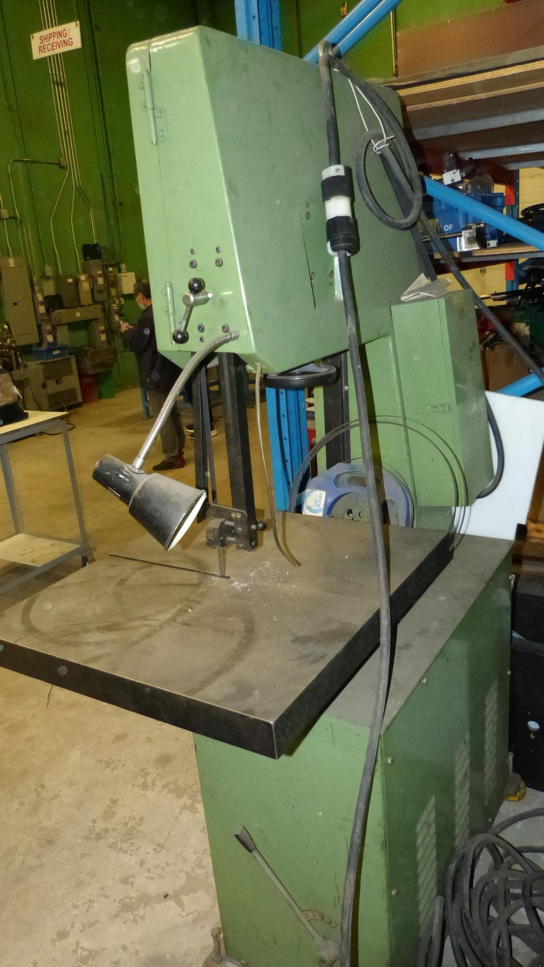 GROB STYLE 20'' THROAT VERTICAL BANDSAW, W/ BLADE WELDER AND GRINDER, 29'' X 29'' TABLE - Image 2 of 5
