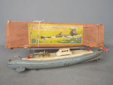 CK Karamochi (Japan) - A boxed tinplate (possibly pre-war) Diving Submarine by CK Karamochi of