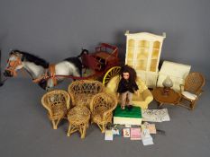 Pedigree - A vintage unboxed Pedigree Sindy doll dressed in riding attire with an unboxed pony and