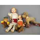 Kader, Others - A collection of five unboxed vintage dolls and soft toys.