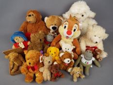 A menagerie of 19 modern cuddly and lovable unboxed soft toys, including teddy bears,