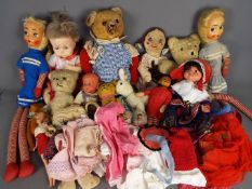 Camay, Chiltern, Others - A collection of unboxed vintage dolls, soft toys, and dolls clothing.