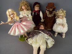 Porcelain Collector Dolls - a collection of six porcelain collector dolls to include Alberon