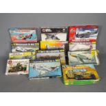 Heller, Airfix, A collection of 12 plastic model kits of mainly military aircraft in 1:72 scale.