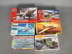 Airfix, Hasegawa, PM Models, Matchbox - Six boxed plastic models kits in various scales.