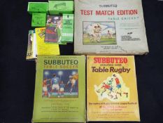 Subbuteo - Three boxed Subbuteo sets with some boxed accessories and ephemera.