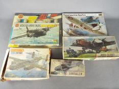 Airfix, Revell, Matchbox - Five vintage boxed plastic model kits in various scales.