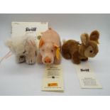 Steiff - three Steiff animals comprising 112003 keyring Rabbit,