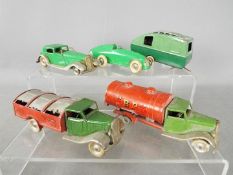 Minic - Five unboxed vintage tinplate vehicles by Minic.