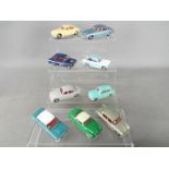 Dinky Toys - A collection of 9 unboxed diecast Dinky Toys all with spun hubs.