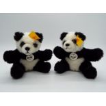 Steiff - Two Steiff Mini Bears comprising 2 x # 112102 Panda, yellow tags,