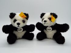 Steiff - Two Steiff Mini Bears comprising 2 x # 112102 Panda, yellow tags,