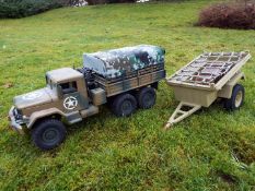 An unmarked Six-wheel four-wheel drive radio controlled US army truck, possibly by JJRC.