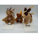 Steiff - Three Steiff Mini Bears comprising # 036798 'Deer Bear' white tag,