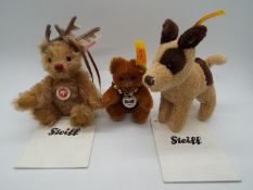 Steiff - Three Steiff Mini Bears comprising # 036798 'Deer Bear' white tag,