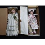 Alberon - Two boxed porcelain collectors dolls by Alberon.