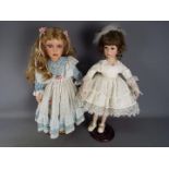 Alberon - Two limited edition, porcelain, dressed dolls by Alberon, the first numbered 272/2000,