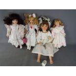 Alberon - 3 Collectable, dressed hand painted dolls with glass eyes approximately 35-45 cm .