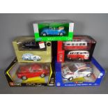 Bburago,Welly - Collection of 5 boxed cars in 1:24 and 1:18 scale including Bburago Ford Focus WRC,