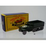 Matchbox - A boxed Matchbox #49 Army Half Track MkIII (M3 Personel Carrier) The model in green with