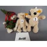 Steiff - three Steiff Bears to include Santa's Elf #038729,