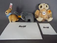 Steiff - three Steiff animals to include a elephant #112041,