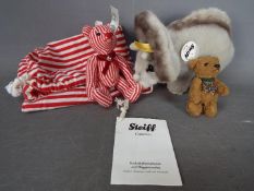 Steiff Bears - a Steiff Brown Bear with butterfly necklace and button in ear,