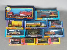 Matchbox - Collection of 12 boxed cars and trucks including #K-13 DAF building transporter,