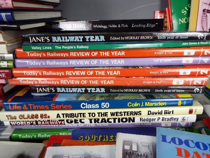 Approximately 60 hardback books and magazines relating to trains and railways contained in three - Image 3 of 5