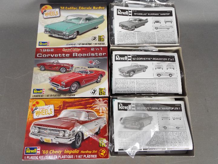 Revell - Three boxed 1:25 scale plastic car model kits.
