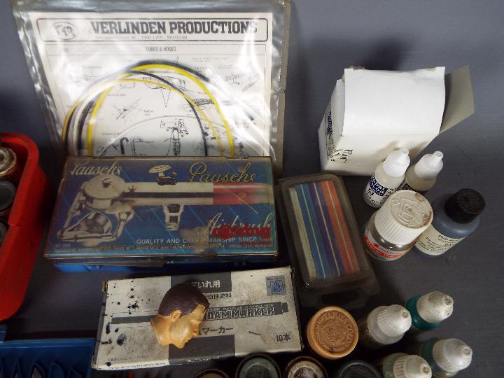 Humbrol, Tamiya, Vallejo, Others - An modelers air brush with over 30 model paints, - Image 4 of 5