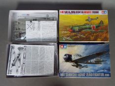 Tamiya - Two boxed 1:48 scale plastic model Airplanes Mitsubishi zero fighter A6M2 and Nakajima