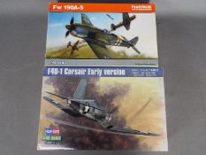Eduard, Hobby Boss - Two boxed 1:48 scale plastic military aircraft model kits.