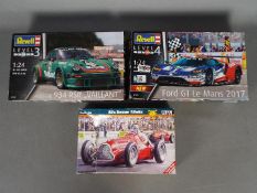 Revell, Mistercraft - Three boxed plastic model racing cars in 1:24 scale.
