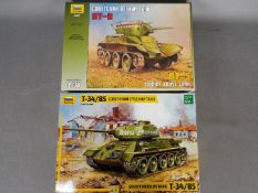Zvezda - Two boxed 1:35 scale plastic model tank kits by Zvezda.