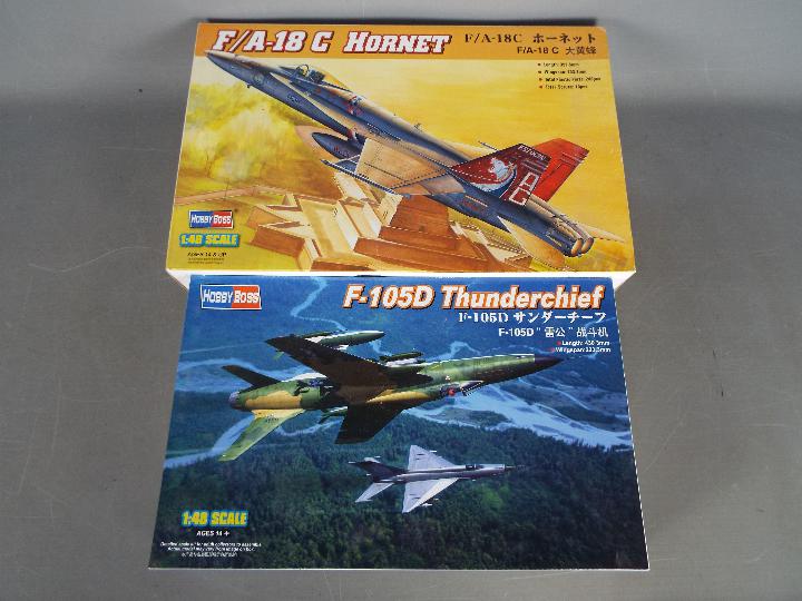 Hobby Boss - Two boxed 1:48 scale military aircraft plastic model kits by Hobby Boss.